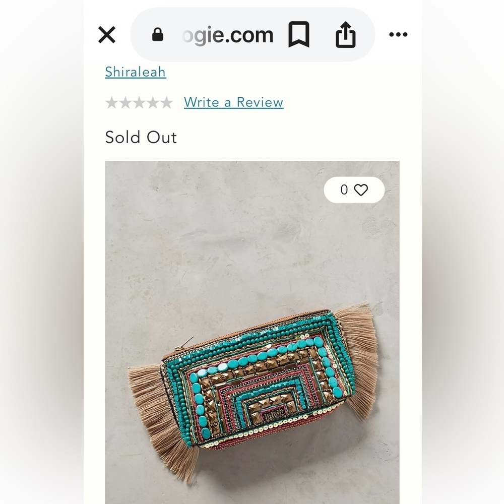 Shiraleah by Anthropologie Beaded Fringe Boho Sequins Glam Clutch- Size 10 x 6 - Picture 9 of 9
